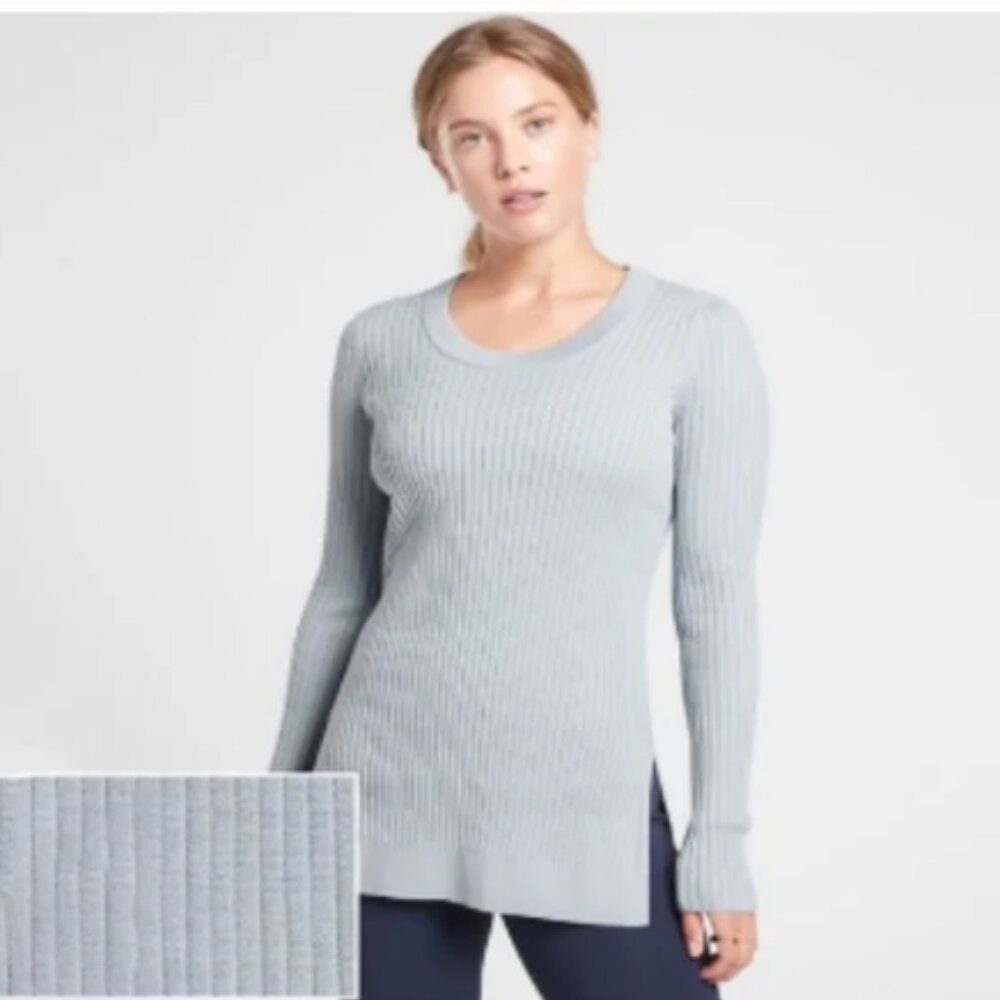 Athleta Light Blue Ribbed Long Sleeve Sweater (522)
